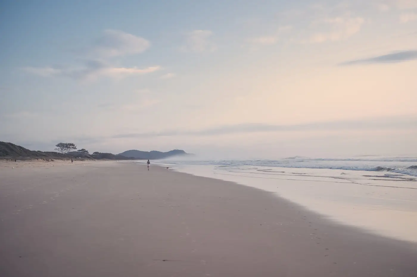 A quiet stretch of beach at dusk near Lennox Head
